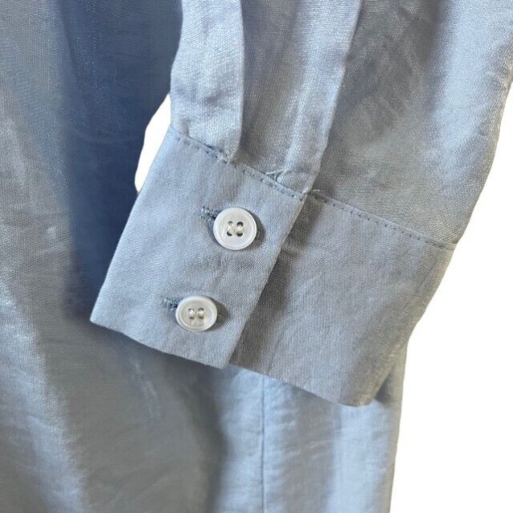 AEOM Vici Blue Sun Valley Tie Front Maxi Shirt Dress NWT Small - Picture 10 of 13